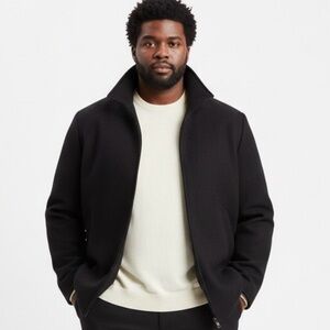 Vintage MICHAEL Michael Kors gray flannel zipper Pea Coat fully quilted lining.